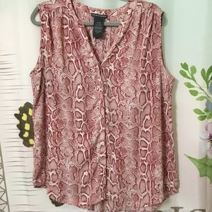 🙀3/$20 Chelsea & Theodore~Women's Pink & Red Sleeveless Blouse~Size XL